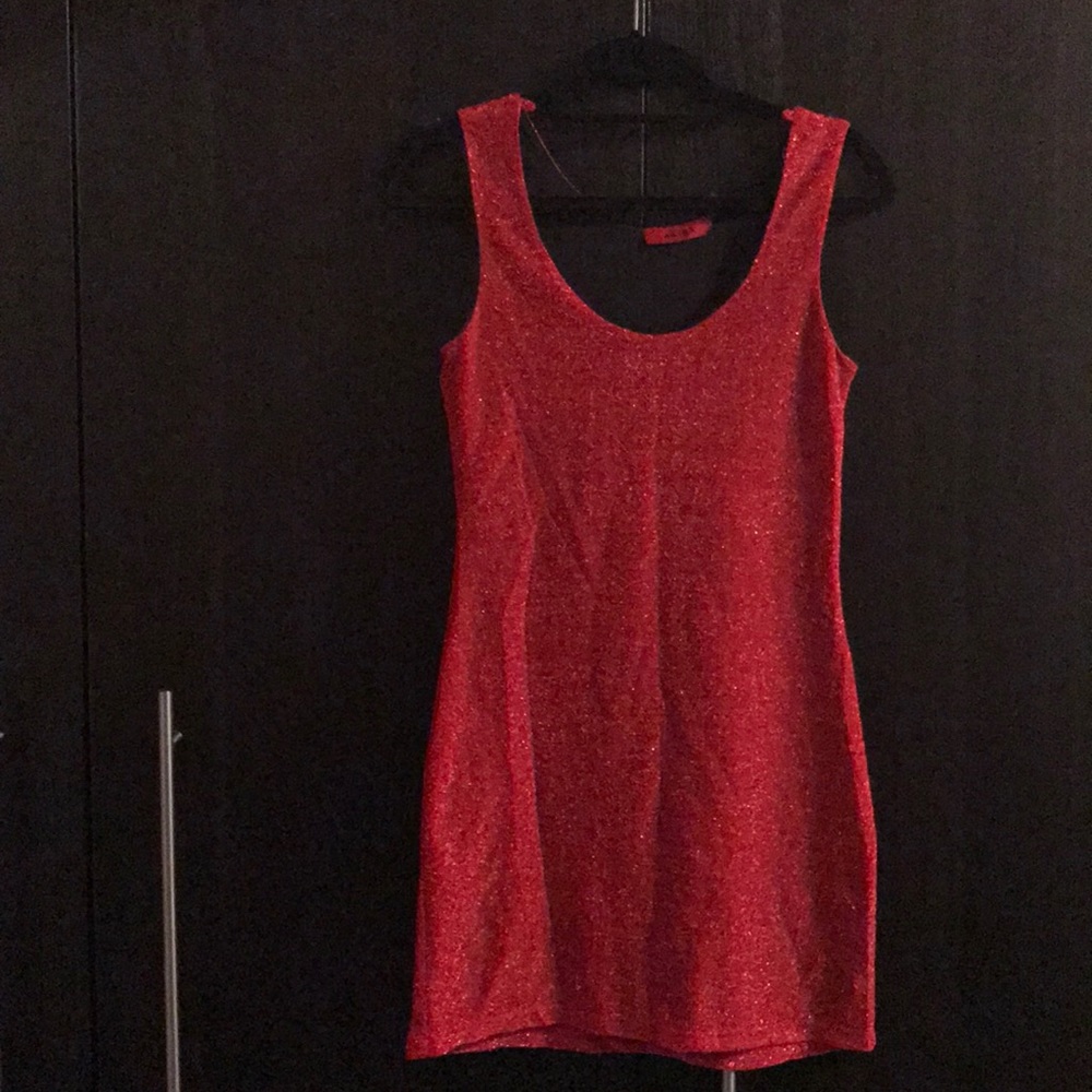 Shimmer Siren Red Form Fitting Akira Dress